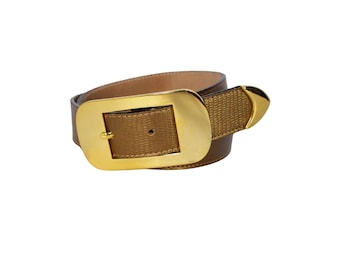 BB SIMON Vintage Gold Reptil Leder Gürtel Sz M (27 "-31" ) - Hergestellt in SPANIEN