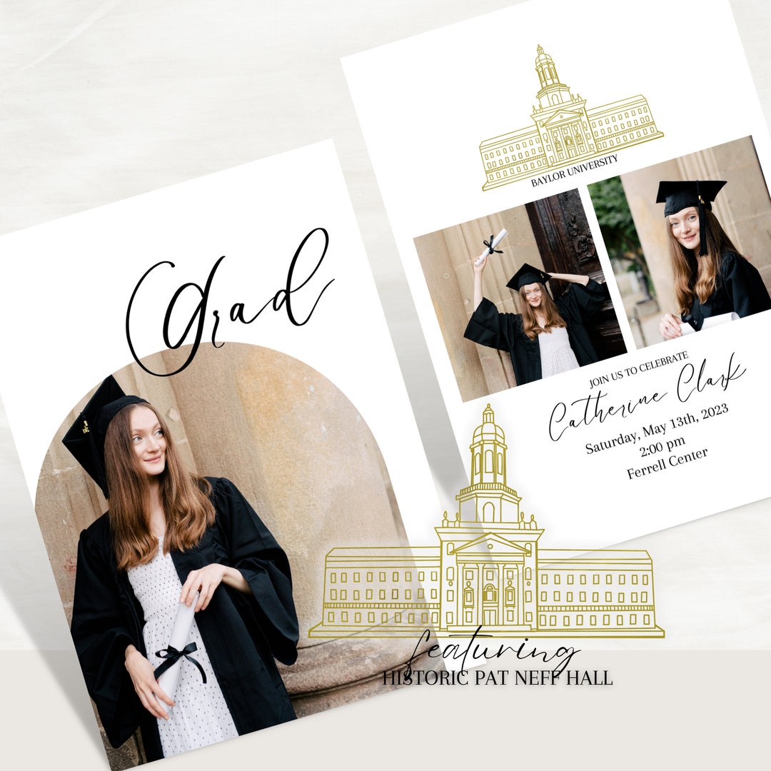 Baylor University Graduation Party Invitation Template, Minimalist