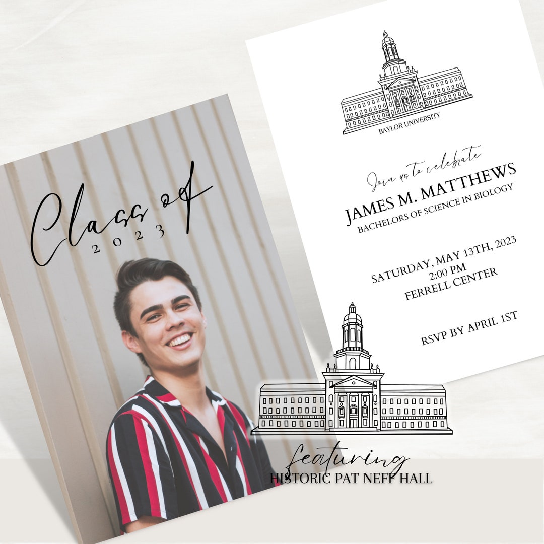 Baylor University Graduation Party Invitation Template, Minimalist