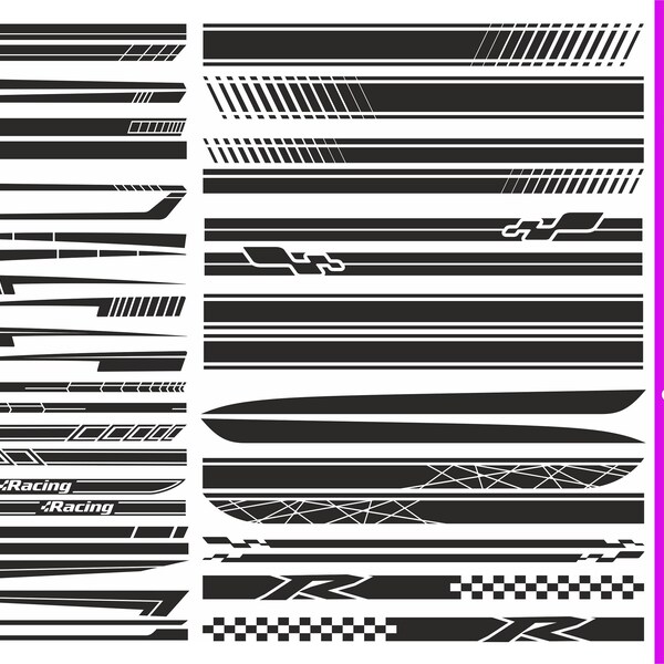 21 Car Stripes  in a big Bundle, Vector Designs in Multiple Formats