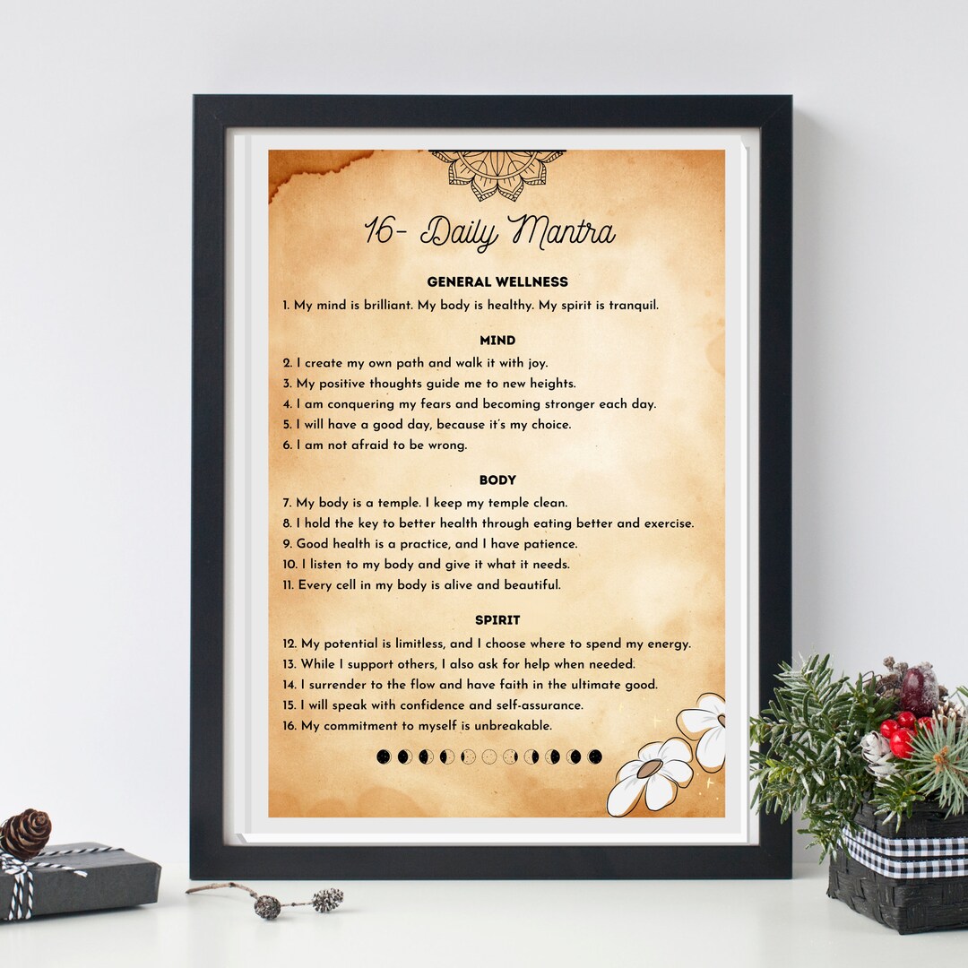 16 Mantras Printable for Transform Your Daily Practice. Perfect for ...