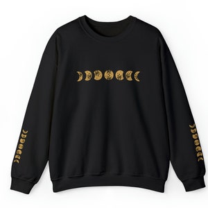 Witchy Moon and stars sweater black gold sweatshirt Unisexgift spiritual galaxy sweater gift for her gift for him Sweatshirt Christmas gift