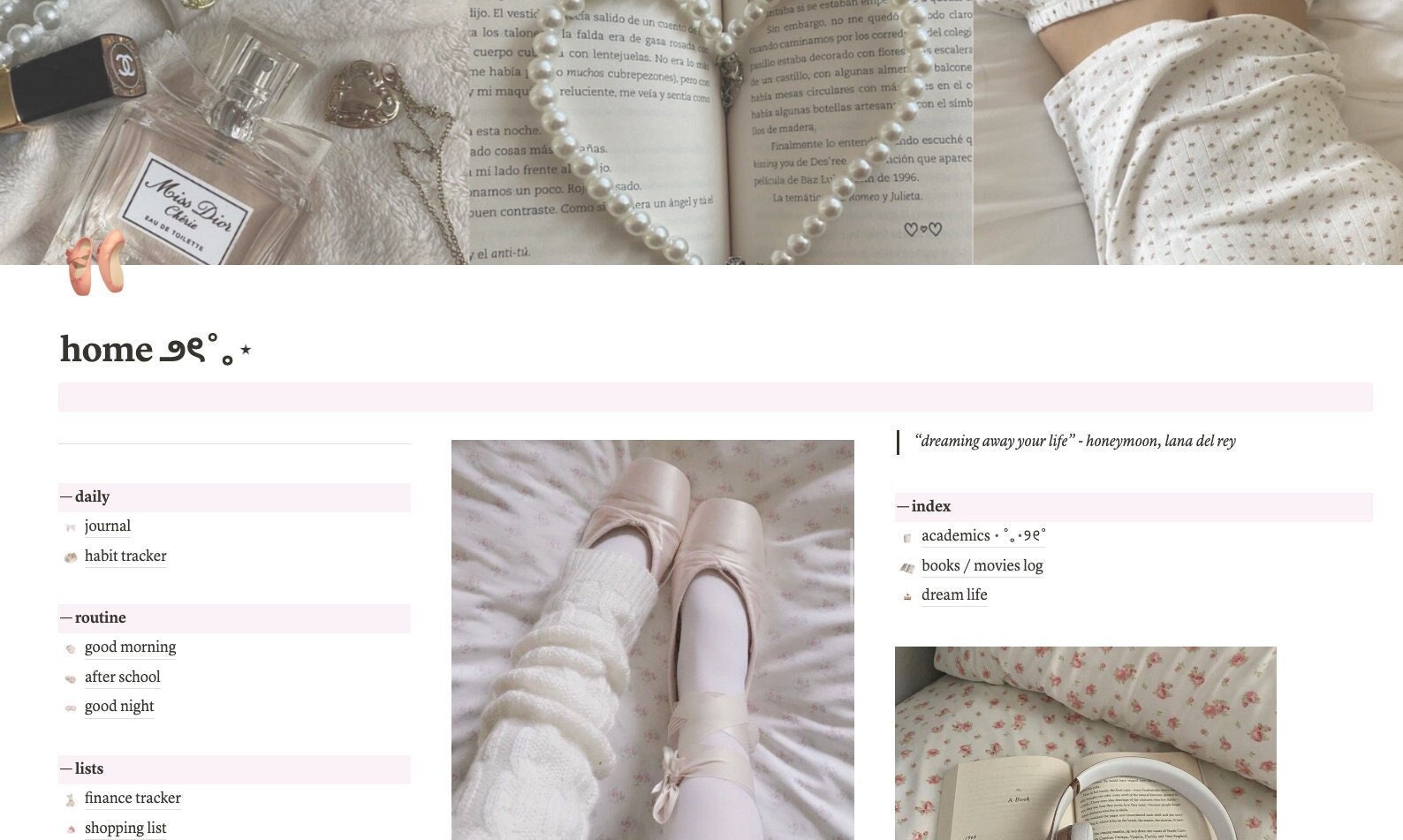 Notion Layout Coquette / Dollette Theme Etsy