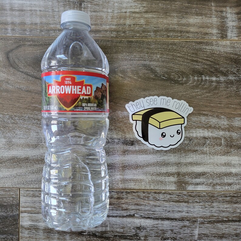 Cute Funny Egg Musubi Kawaii Style Sticker they See Me Rollin Guam