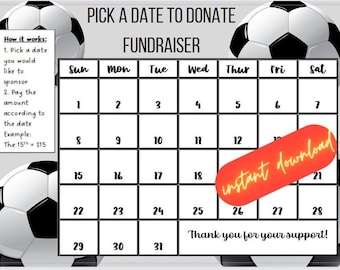 Calcio scegli una data per donare, DOWNLOAD IMMEDIATO, raccolta fondi, paga la data