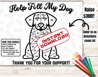 Fill my dog, black out board, pick a date to donate, digital print, calendar, color fundraiser,dog, animal shelter, dog adoption, adopt dog