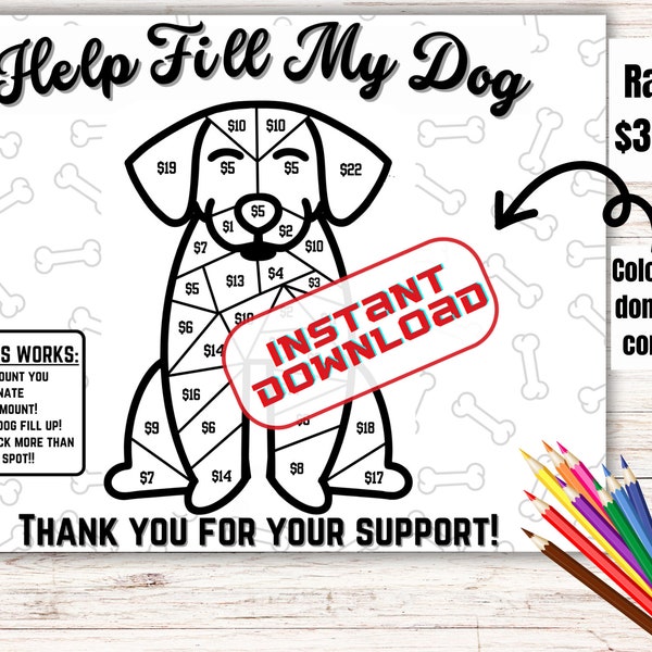 Fill my dog, black out board, pick a date to donate, digital print, calendar, color fundraiser,dog, animal shelter, dog adoption, adopt dog