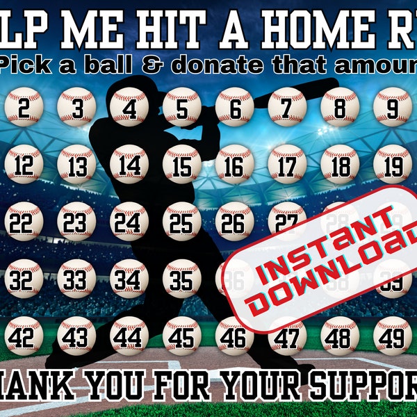 Baseball home run pick a date to donate, Fundraiser, pay the date, black out my board, baseball calendar, baseball fundraiser, run the bases