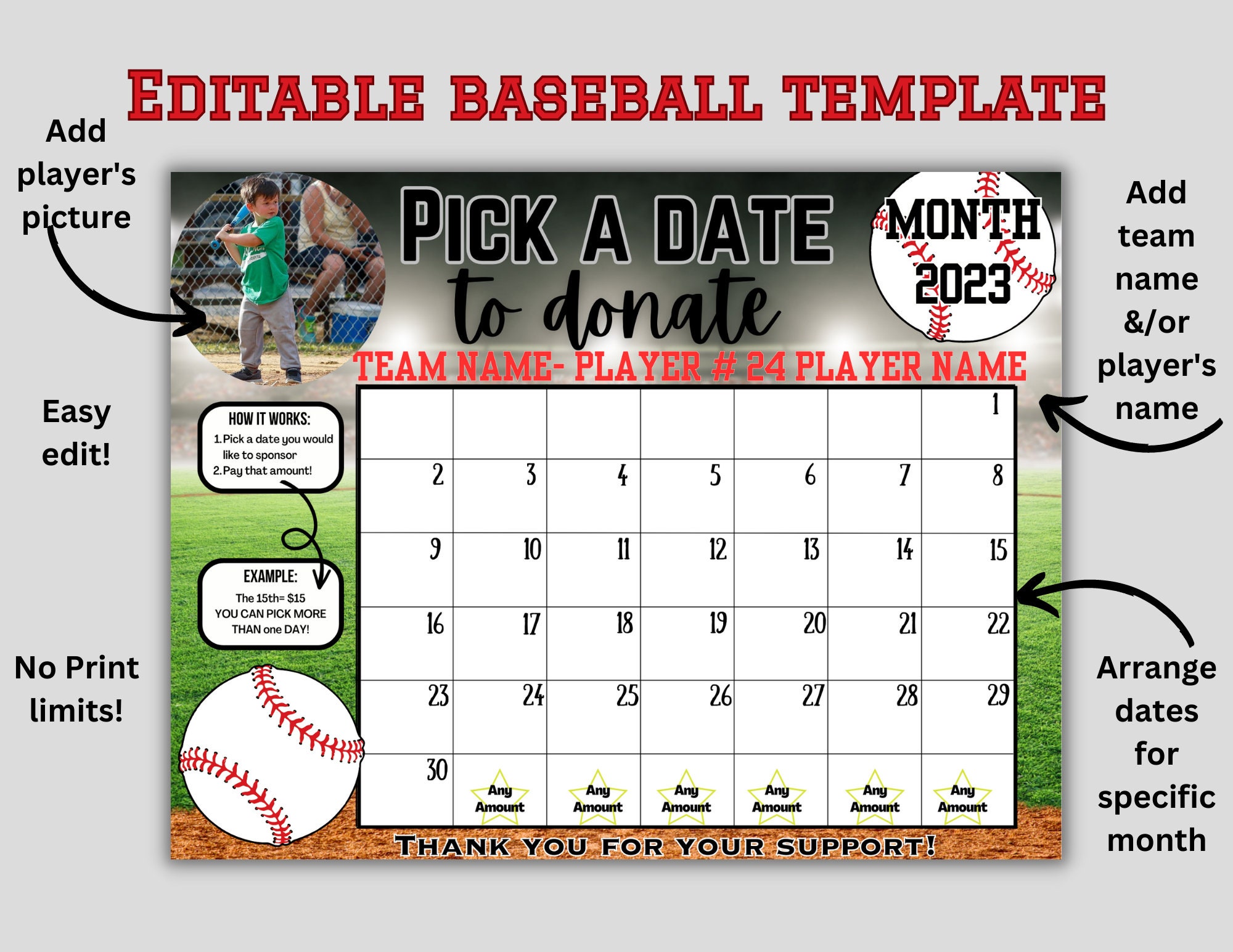 Baseball Calendar - Etsy