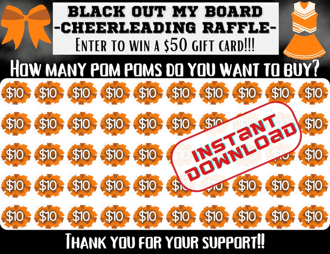 Cheer Raffle, Orange Black Out My Board, Pick a Date to Donate ...