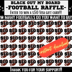 Football Black out my board, Football raffle, flyer, football fundraiser, pick a date to donate, pay the date, football calendar fundraiser