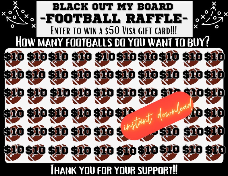 Wipe Raffle Sign Football Football Black Out My Board, Football Raffle, Flyer, Football ...