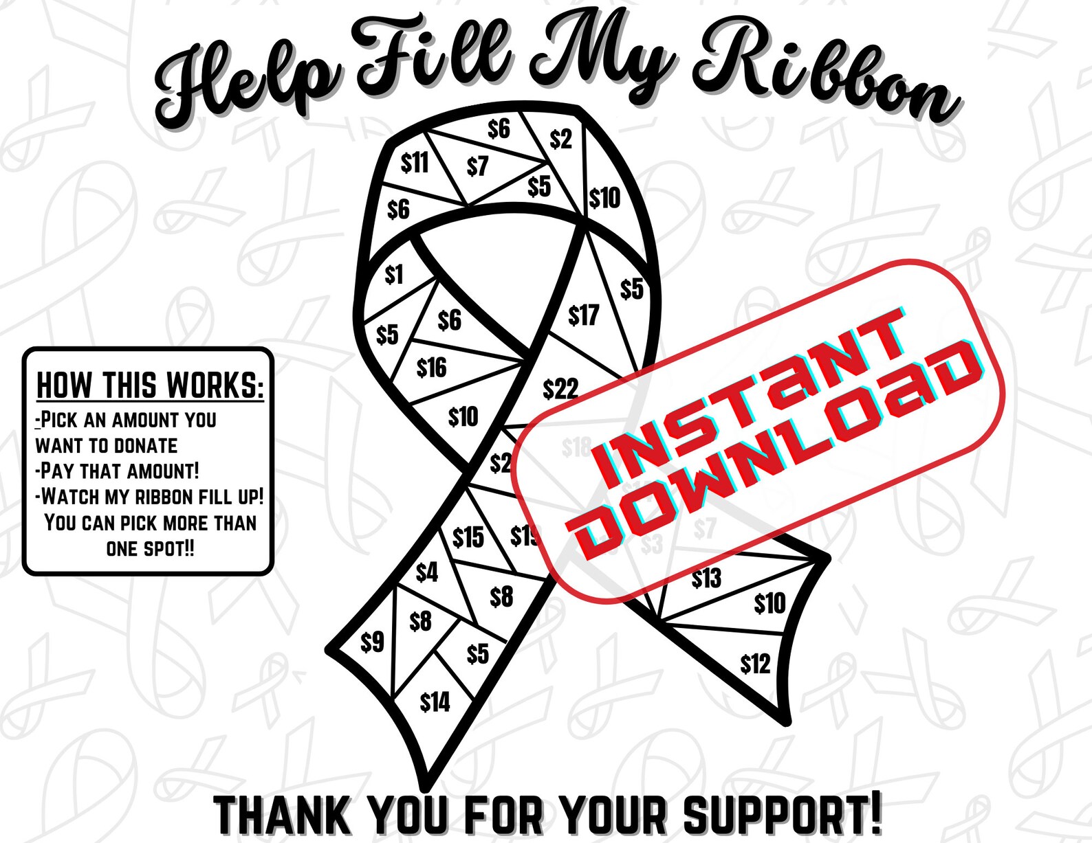 Fill My Ribbon, Cancer Fundraiser, Cancer Awareness, Fill Ribbon, Black ...