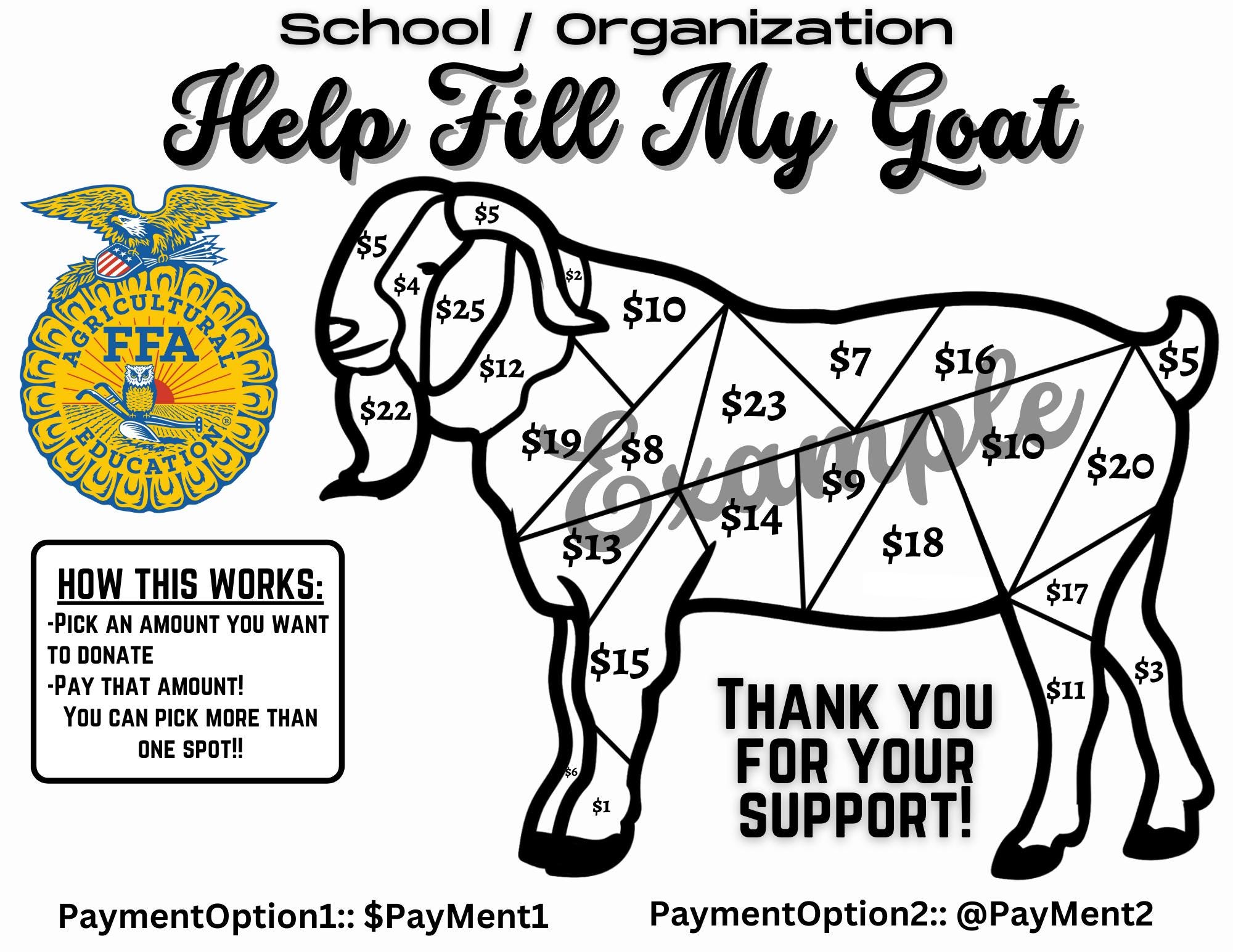 Editable Goat Fundraiser, Fill My Pig Fundraiser, Rodeo Pick a Date ...