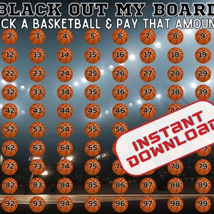 Basketball pick a date to donate, INSTANT DOWNLOAD, Fundraiser, pay the date, basketball fundraiser calendar, black out my board, 100