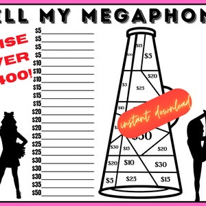 Cheerleading fundraiser, Fill my megaphone,  black out my board, pick a date to donate, digital fundraiser, Sponsor my cheer, Pink