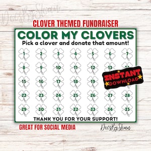 Color my clovers, Fill my clover, 4H fundraiser,  black out board, pick a date to donate , calendar, 4H FFA fundraiser, pay date