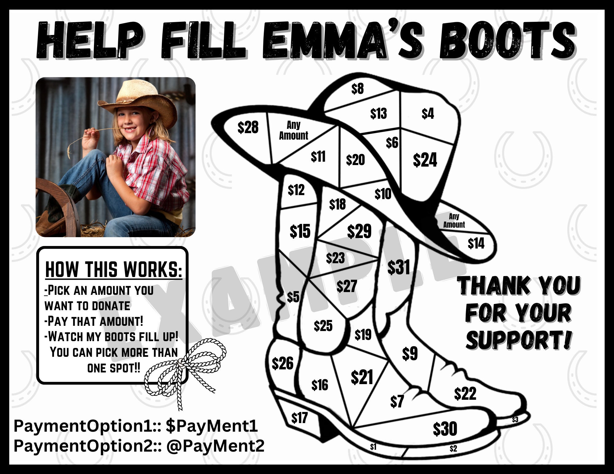 Editable Boots Fundraiser, Fill My Boots Fundraiser, Rodeo Pick a Date ...