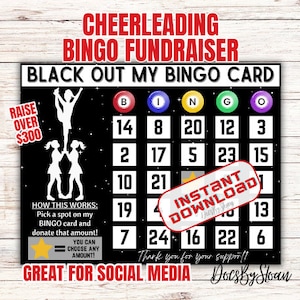 Cheer-Spendenaktion BINGO, black out my board, Cheerleader-Spendenaktion, Wähle ein Datum zum spenden, Kalender, bezahle das datum, umkehr BINGO