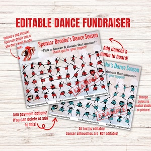 DANCE calendar editable fundraiser, 50 Sponsor my season, pick a date to donate, Fundraiser, pay the date, dance fundraiser, dance sponsor