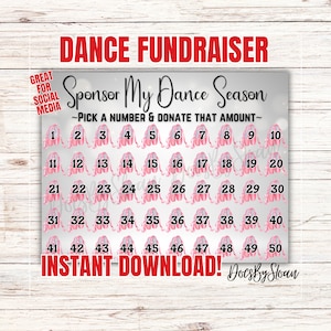 DANCE calendar fundraiser, 50 Sponsor my season, pick a date to donate, Fundraiser, pay the date, dance fundraiser, dance comp sponsor