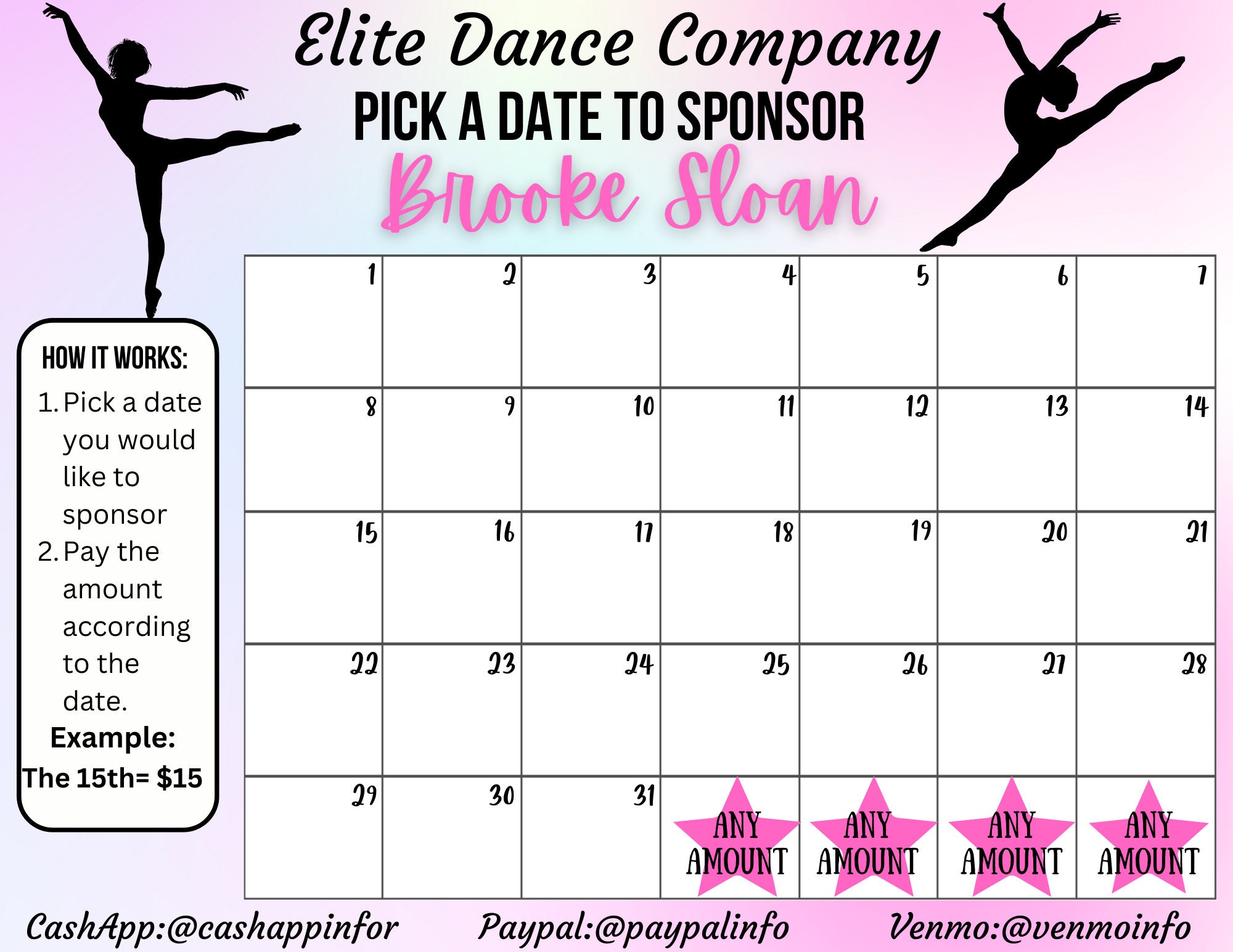 EDITABLE DANCE Template Pick a Date to Donate Fundraiser, Pay the Date Dance Fundraiser, Dance Competition Fundraiser Dance Studio Download - Etsy EDITABLE DANCE Template Pick a Date to Donate Fundraiser, Pay the Date Dance Fundraiser, Dance Competition Fundraiser Dance Studio Download - Etsy