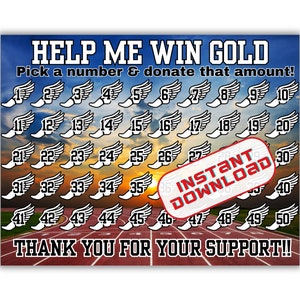 Track fundraiser, pick a date to donate, Fundraiser, pay the date, black out board, Help me win gold, track field fundraiser, cross country