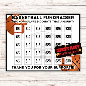 Basketball fundraiser, Clear my board, black out my board, pick a date to donate Fundraiser, sponsor my season calendar, basketball