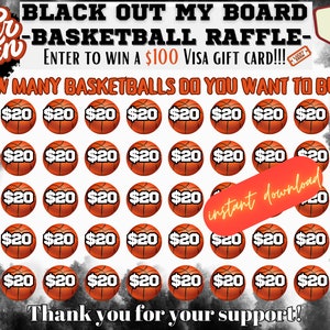 Basketball Black out my board, Basketball Verlosung, Flyer, Spendenaktion, wählen Sie ein Datum zum spenden, zahlen Sie das Datum, Basketball Kalender Fundraiser