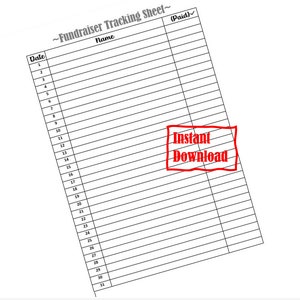 Fundraiser Tracking Sheet for pay the date fundraiser, pick a date to donate tracker, black out my board tracker