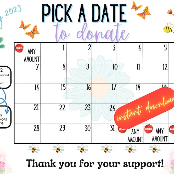 Pick a Date to Donate Fundraiser Etsy