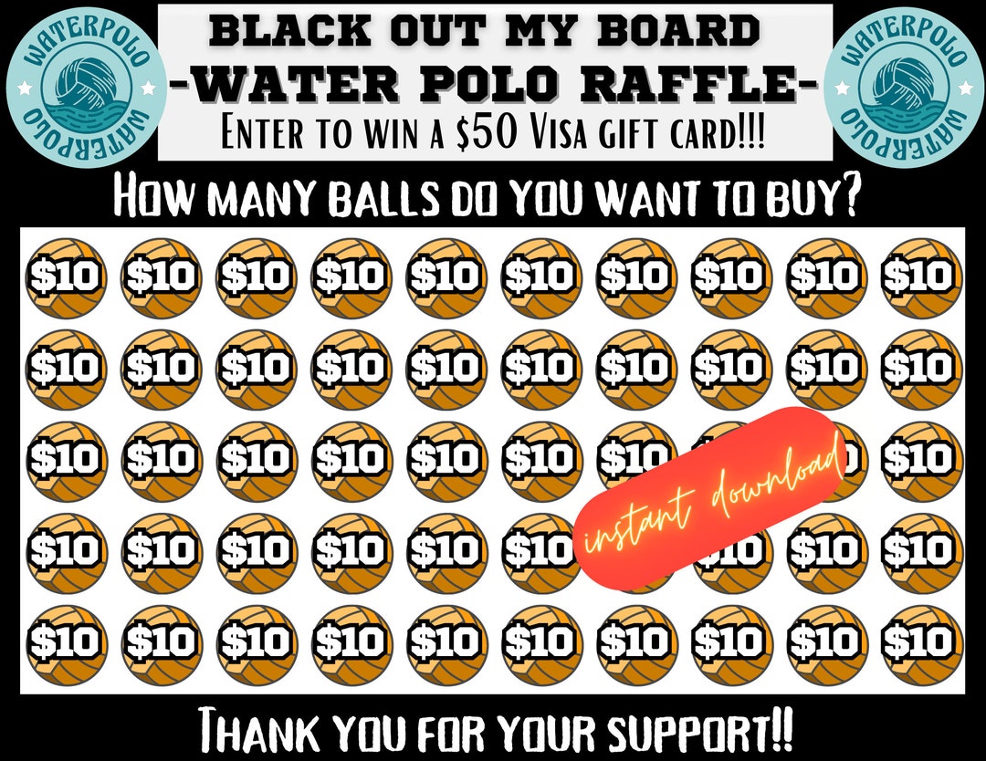 Water Polo Black Out My Board, Water Polo Raffle, Flyer, Waterpolo