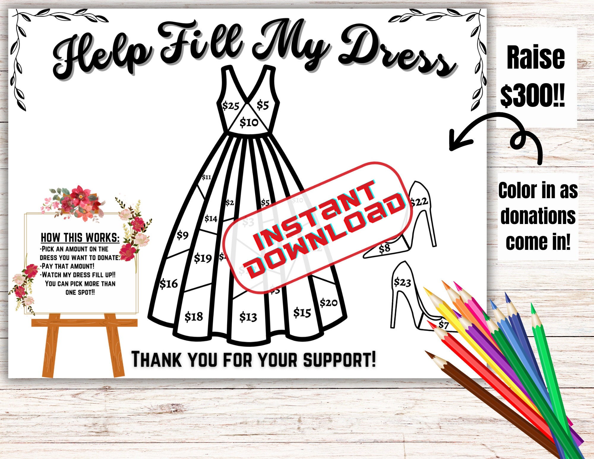 Fill My Dress, Prom Fundraiser, Pageant Dress, Wedding Dress, Black Out Board, Pick a Date to Donate, Color Fundraiser, Birthday Pay the Day - Etsy Fill My Dress, Prom Fundraiser, Pageant Dress, Wedding Dress, Black Out Board, Pick a Date to Donate, Color Fundraiser, Birthday Pay the Day - Etsy