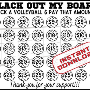 VOLLEYBALL black out my board, pick a date to donate Fundraiser, pay the date,  fundraiser, sponsor my season fundraiser