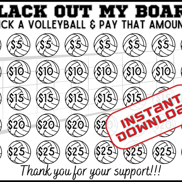 VOLLEYBALL black out my board, pick a date to donate Fundraiser, pay the date,  fundraiser, sponsor my season fundraiser