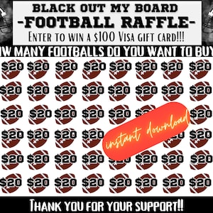 Football Black out my board, Football raffle, flyer, football fundraiser, pick a date to donate, pay the date, football calendar fundraiser