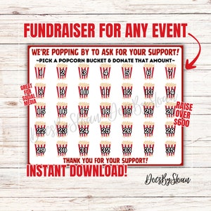Allzweck wähle ein Datum, um Spenden zu sammeln, Popcorn spenden, zahlen das Datum, spenden den Kalender, spenden den Allzweckspendenkalender