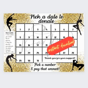 DANCE pick a date to donate,INSTANT DOWNLOAD, Fundraiser, pay the date, dance fundraiser, dance competition fundraiser, dance studio sponsor