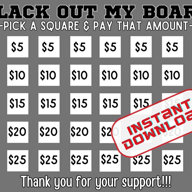 Kit For Raffle Fundraiser Pick a Square - Etsy