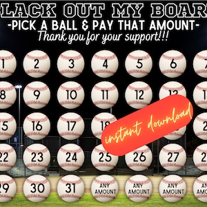 Baseball pick a date to donate, Fundraiser, pay the date, black out my board, baseball calendar, baseball fundraiser, team fundraiser,