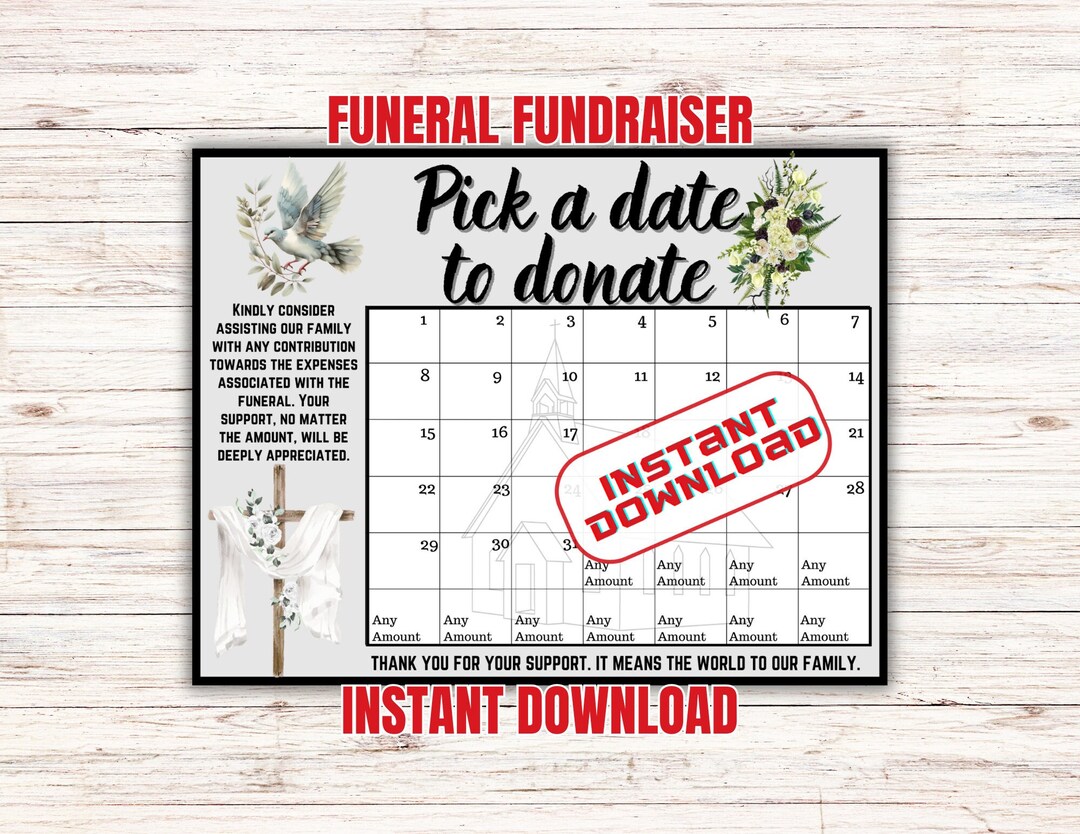 Funeral Pick a Date to Donate, Funeral Fundraiser, Fundraiser, Pay the