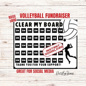 Volleyball fundraiser, Clear my board, blackout my board, pick a date to donate Fundraiser, sponsor my season fundraiser, volleyball funding