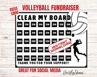 Volleyball-Spendenaktion, Leeren Sie mein Board, verdunkeln Sie mein Board, wählen Sie ein Datum für die Spendenaktion aus, sponsern Sie meine Saison-Spendenaktion, Volleyball-Finanzierung