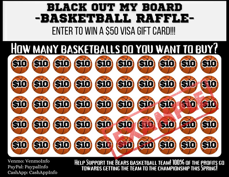 EDITABLE Basketball Black Out My Board, Basketball Raffle, Flyer ...