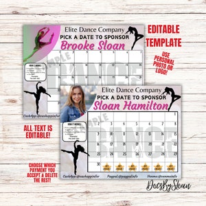 EDITABLE DANCE template pick a date to donate Fundraiser, pay the date dance fundraiser, dance competition fundraiser dance studio download