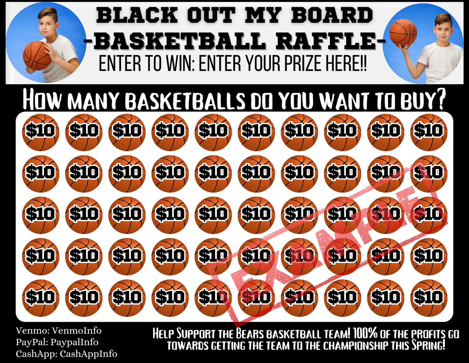 EDITABLE Basketball Black Out My Board, Basketball Raffle, Flyer ...
