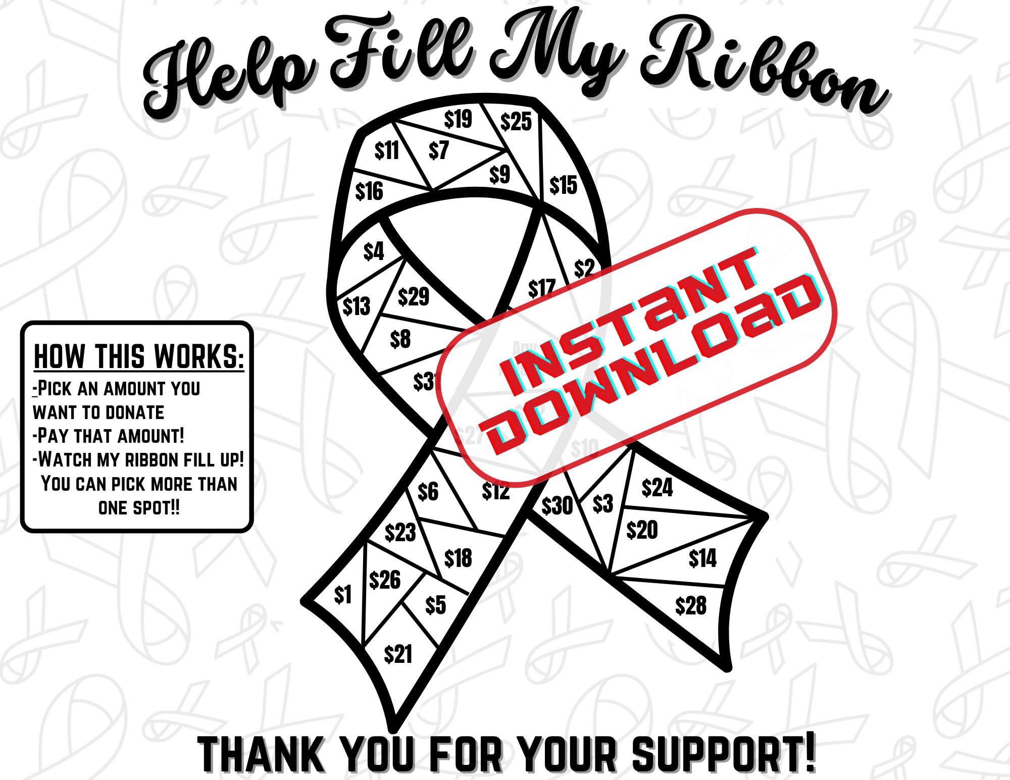 Fill My Ribbon, Cancer Fundraiser, Cancer Awareness, Fill Ribbon, Black ...