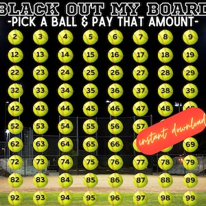 Softball pick a date to donate, INSTANT DOWNLOAD, Fundraiser, pay the date, softball fundraiser calendar, black out my board, softball, 100