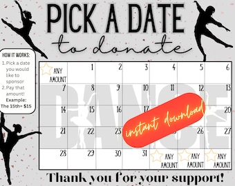 DANCE pick a date to donate, fundraiser, Fundraiser, pay the date, dance fundraiser, dance competition fundraiser, dance studio