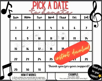 Editable Marching Band Calendar Fundraiser Template, Pick a Date to Donate, Fundraise for Band Season, Fillable Printable Flyer, Sponsor - Etsy